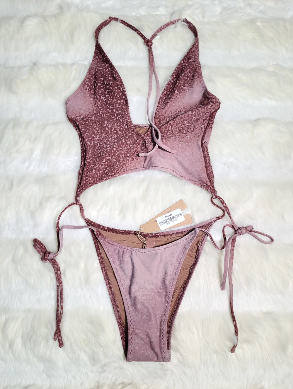 SKIMS Signature Swim Plunge Monokini Henna FK Ombre Print Women Small NEW - Picture 1 of 7
